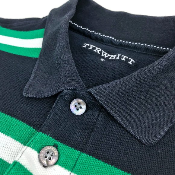 Charles Tyrwhitt Black Striped Polo Shirt Sz Large - Picture 5 of 8